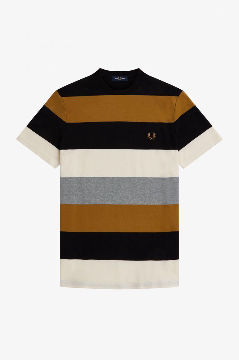 Camel Fred Perry Bold Stripe Men's T Shirts | PH 1634ZUTG